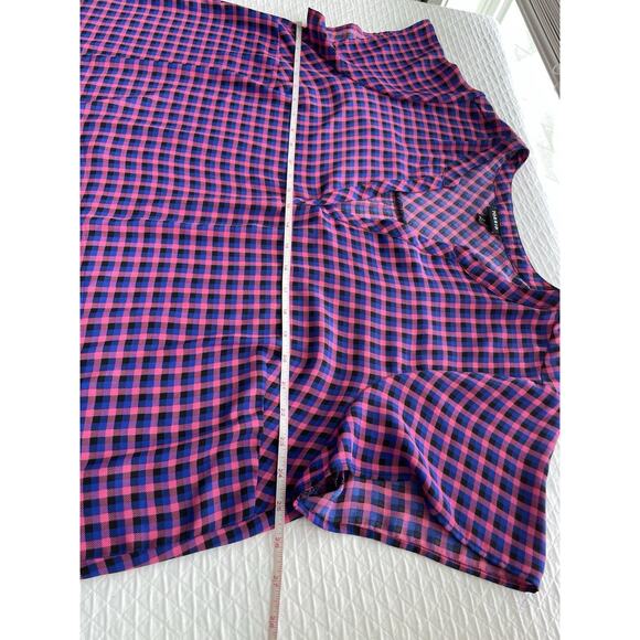 Torrid Modern Plaid Blouse Top Business Casual Size 2 2X 18-20 Pink Blue Black - Picture 4 of 7